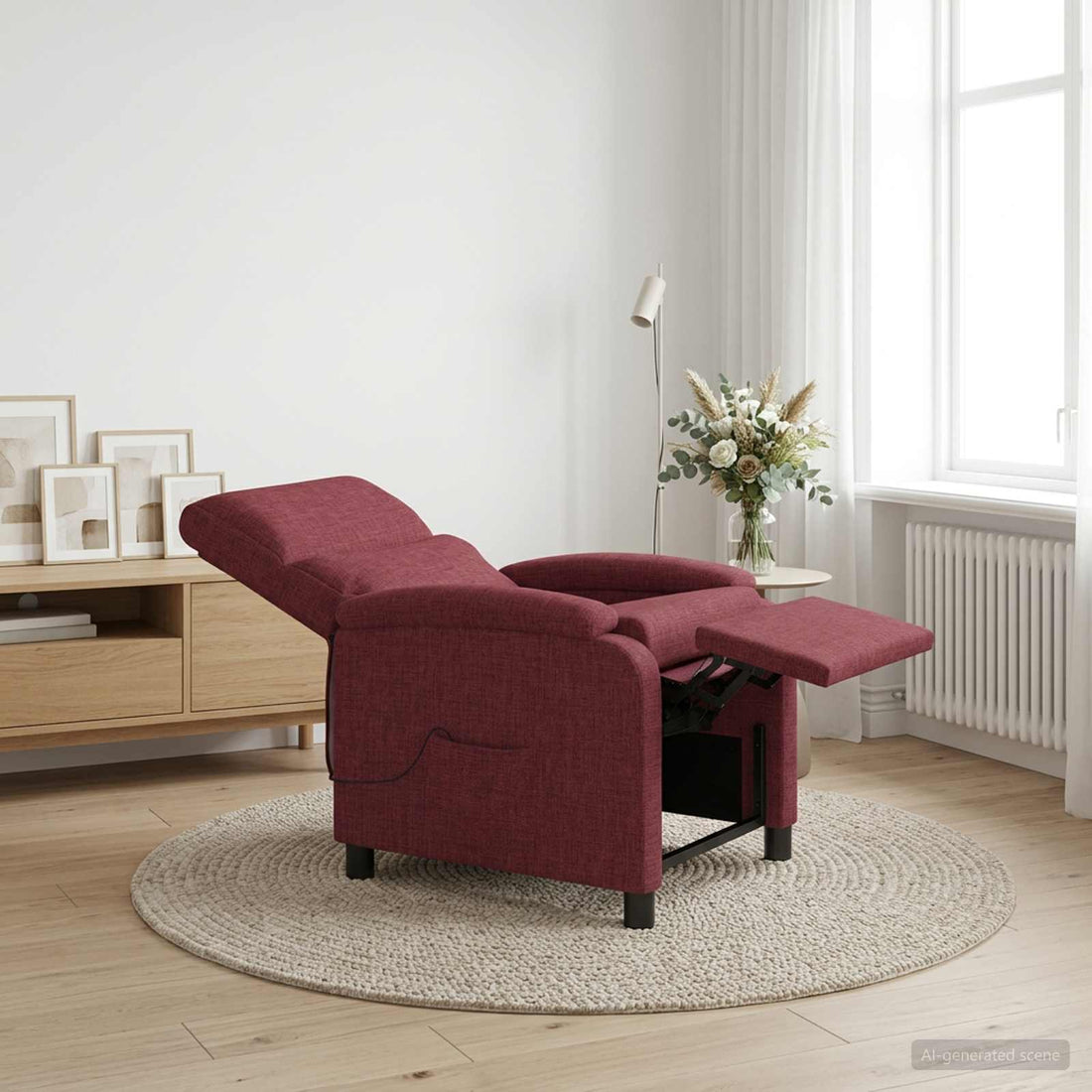 vidaXL Silla de masajes reclinable Rojo vino Tela