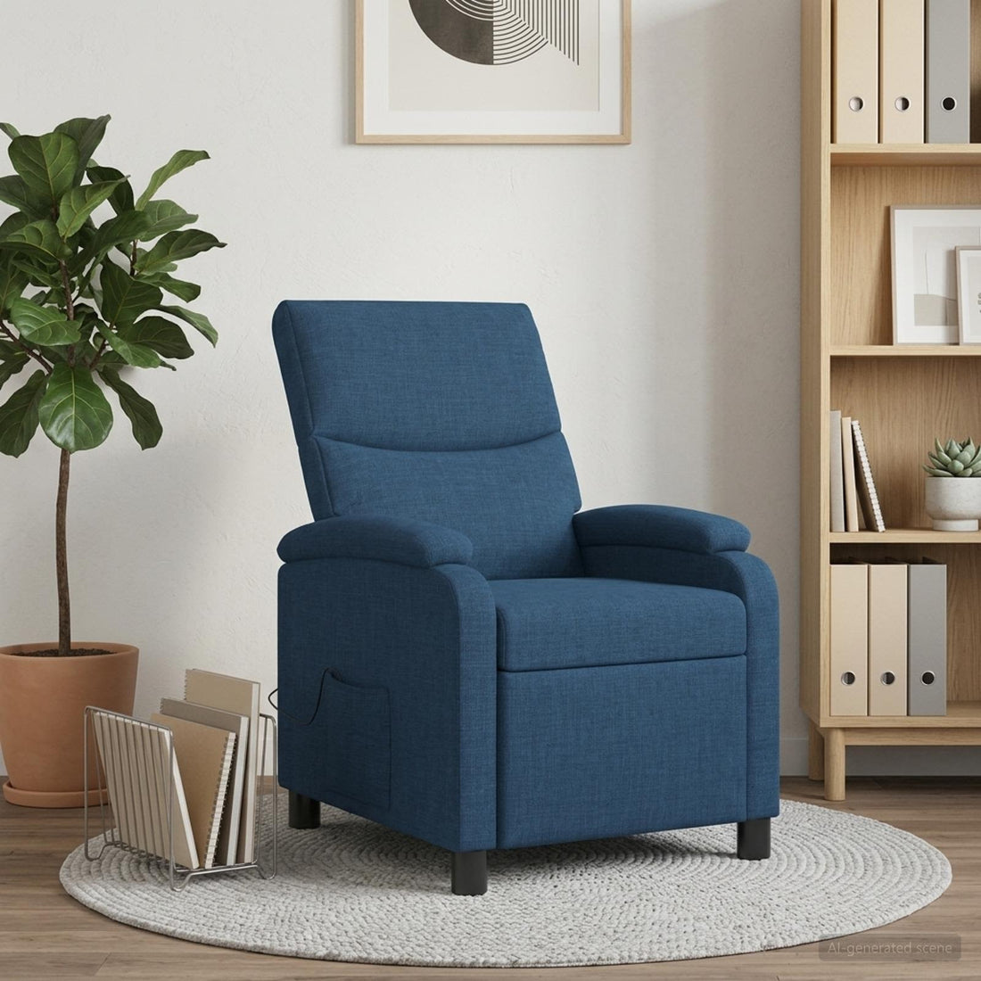 vidaXL Silla de masajes reclinable Azul Tela