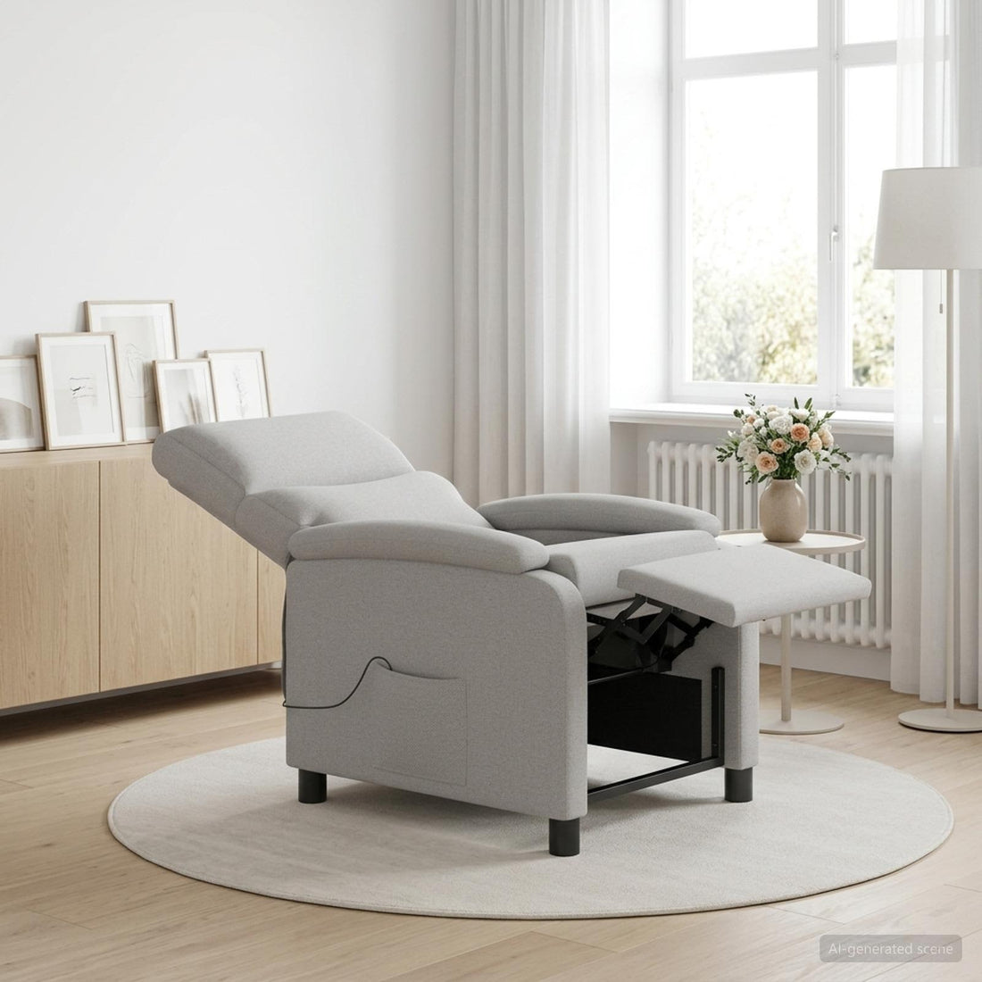 vidaXL Silla de masajes reclinable Gris Nube Tela