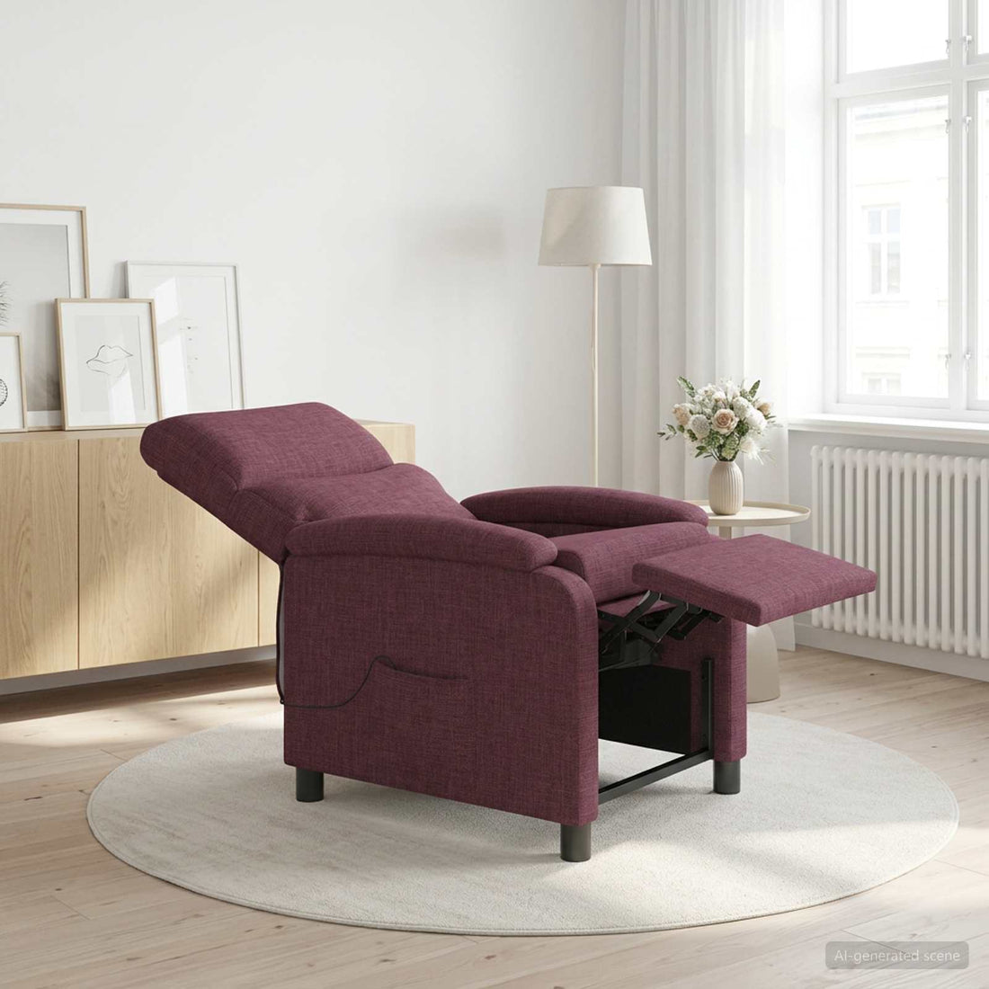 vidaXL Silla de masajes reclinable Morado Tela