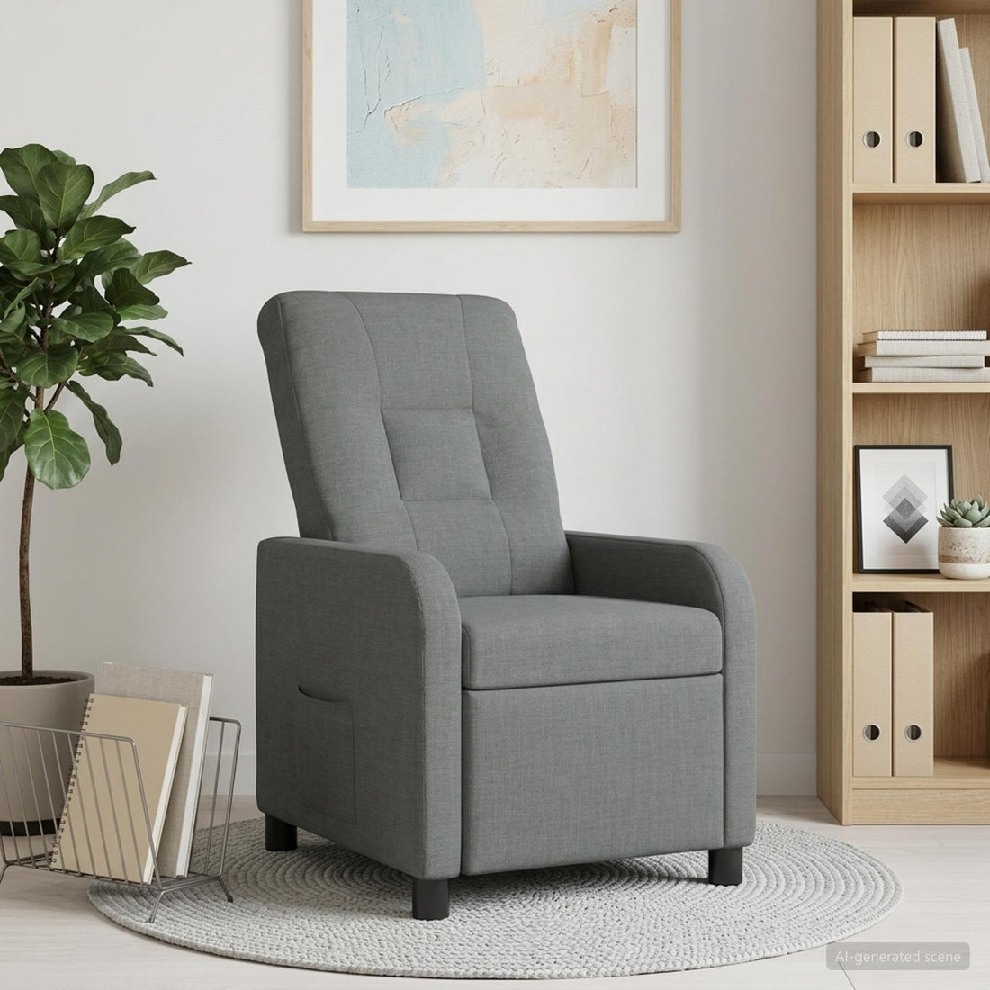 vidaXL Recliner Gris oscuro Tela