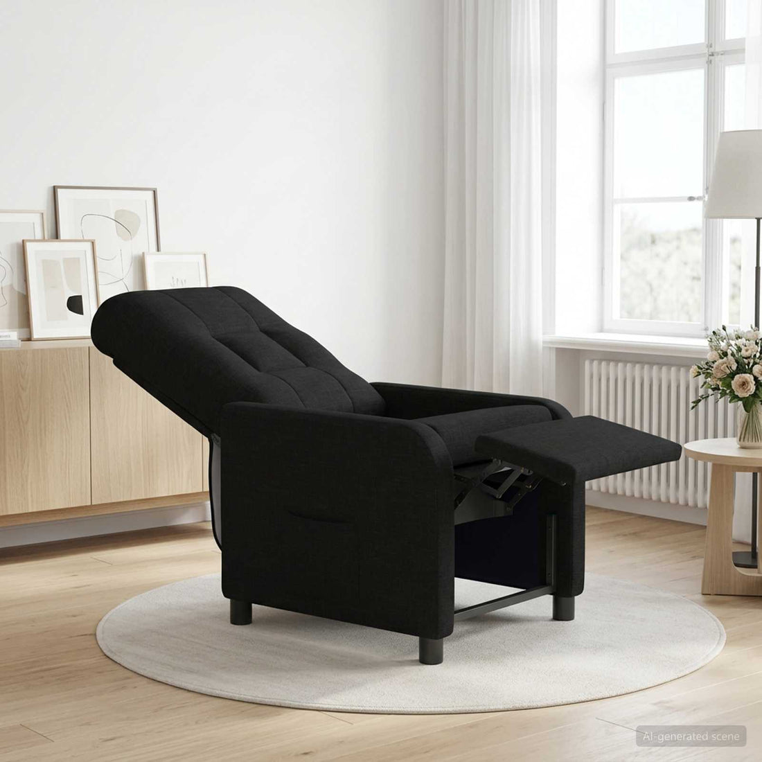 vidaXL Recliner Negro Tela