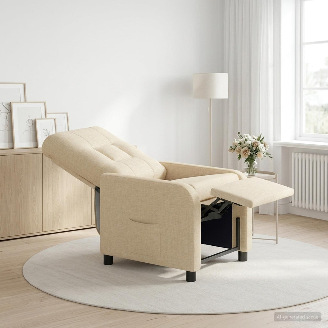 vidaXL Recliner Crema Tela