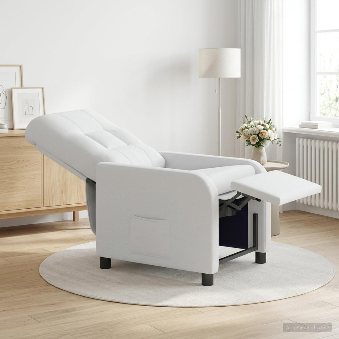 vidaXL Recliner Blanco Tela