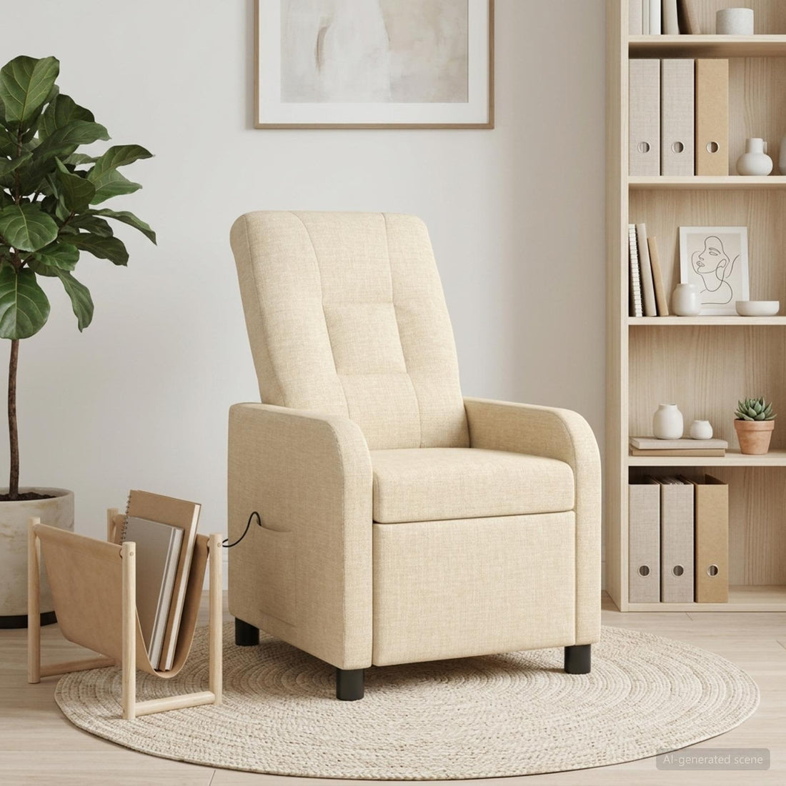 vidaXL Silla de masajes reclinable Crema Tela