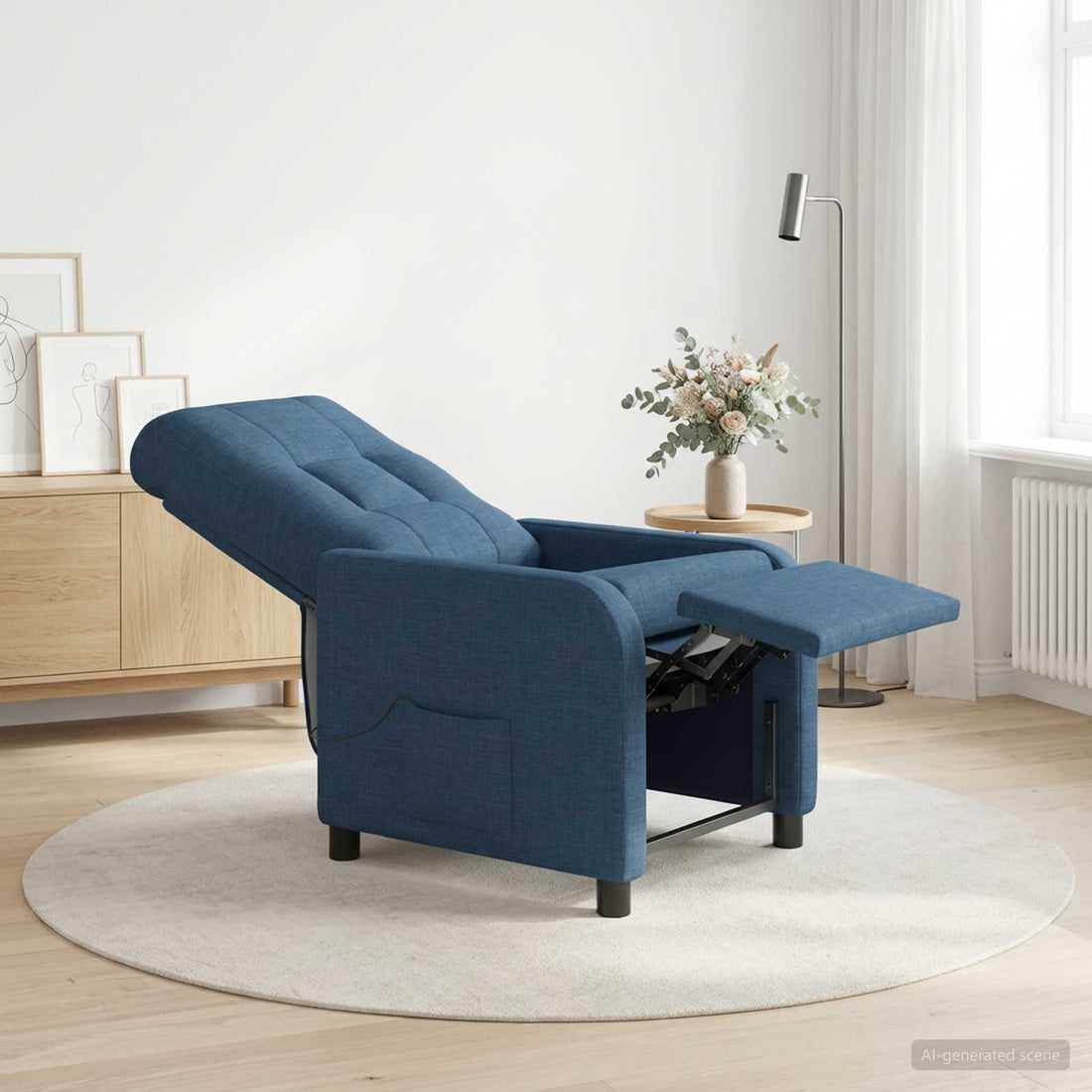 vidaXL Silla de masajes reclinable Azul Tela