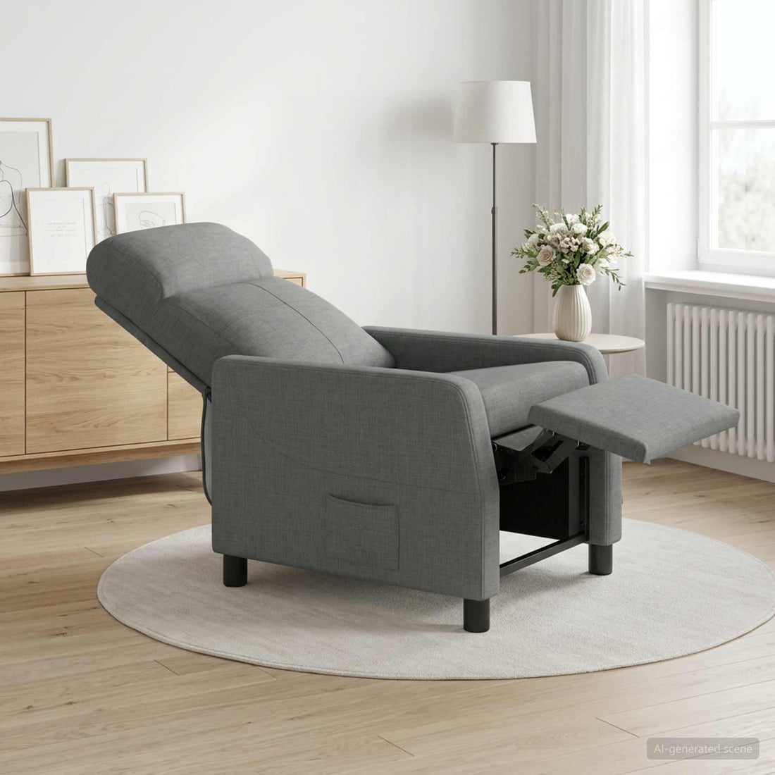 vidaXL Recliner Gris oscuro Tela