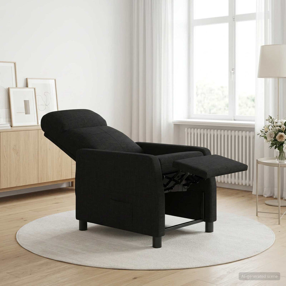 vidaXL Recliner Negro Tela