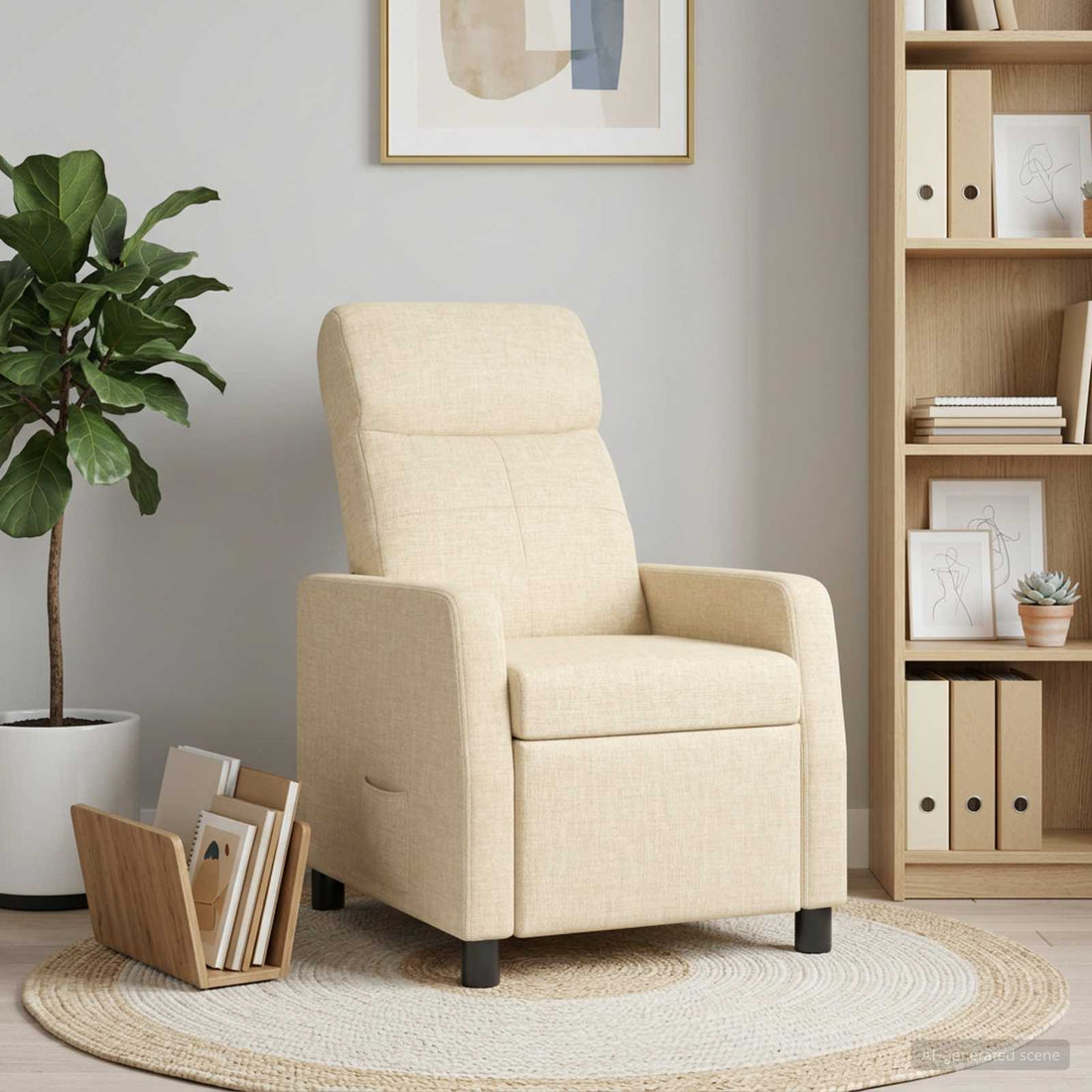 vidaXL Recliner Crema Tela
