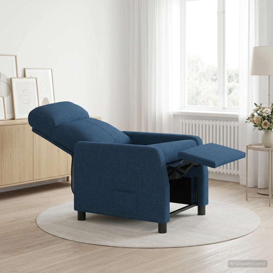 vidaXL Recliner Azul Tela