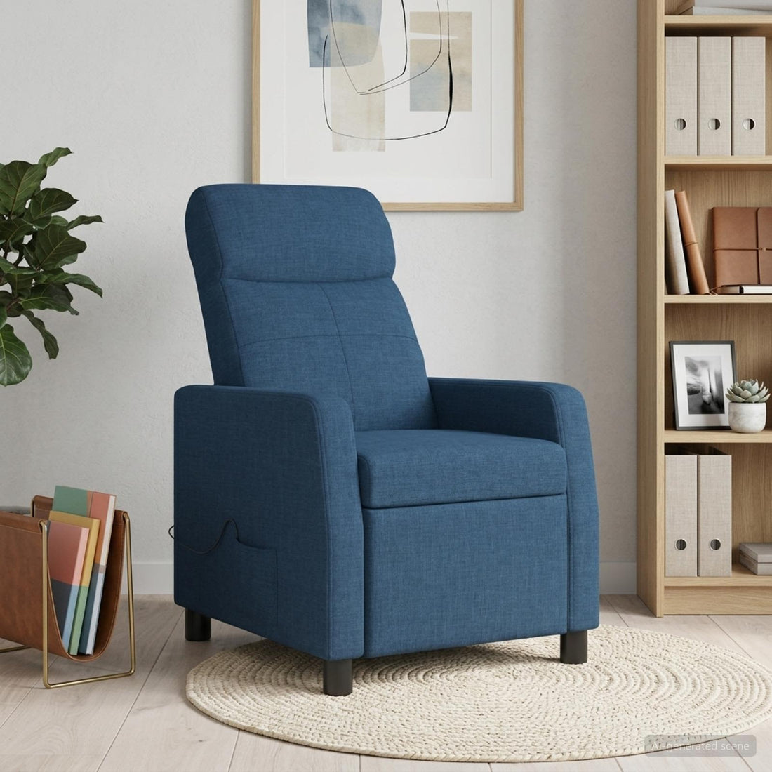 vidaXL Silla de masajes reclinable Azul Tela