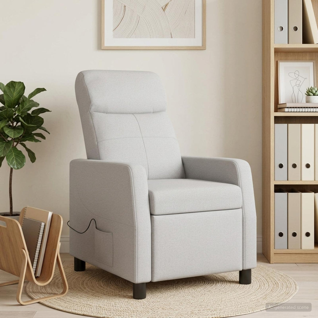 vidaXL Silla de masajes reclinable Gris Nube Tela