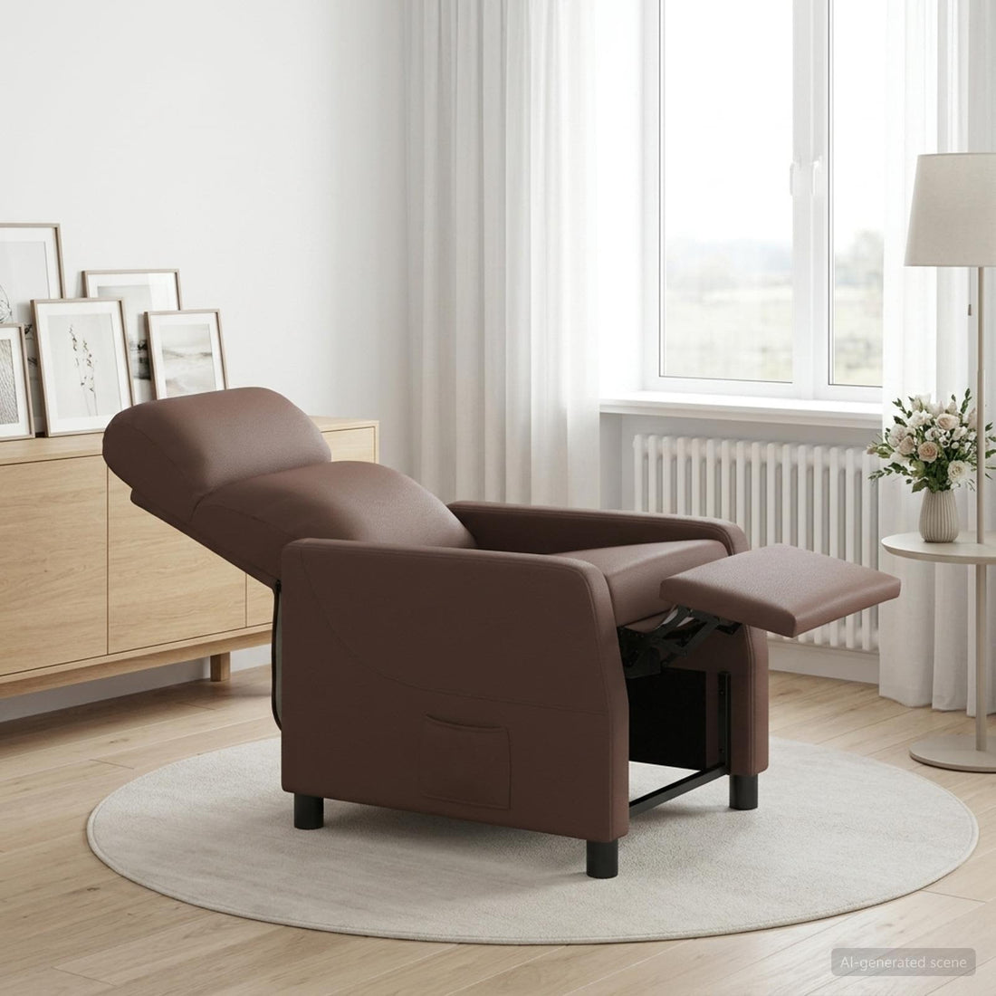 vidaXL Recliner Marrón Cuero sintético
