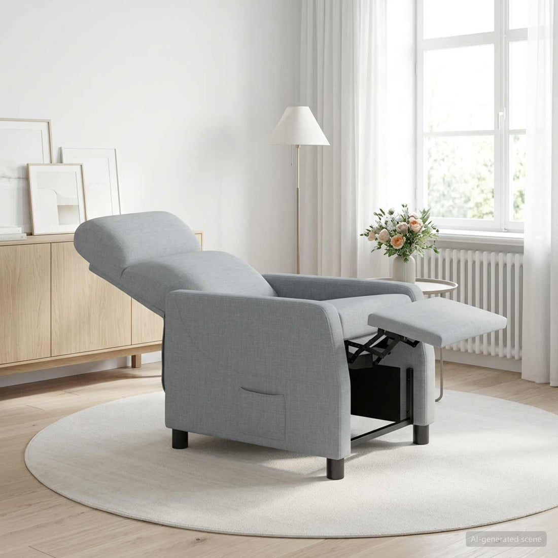 vidaXL Recliner Gris Claro Tela