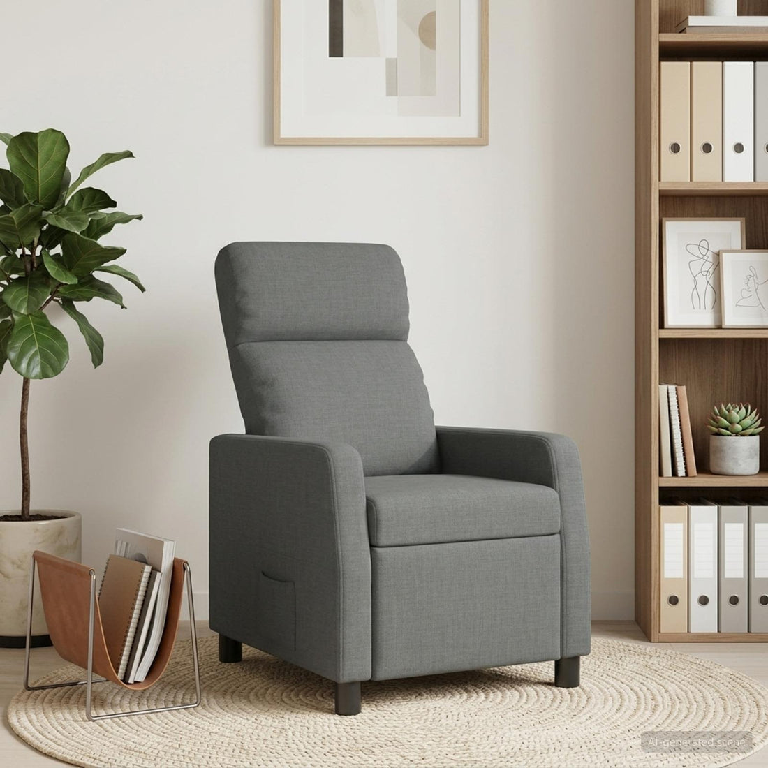 vidaXL Recliner Gris oscuro Tela