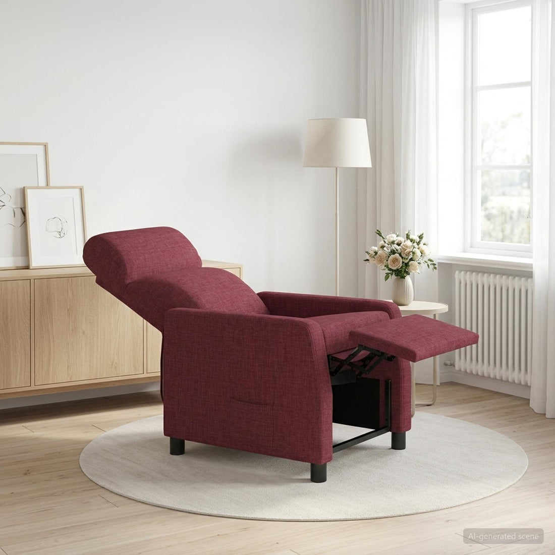 vidaXL Recliner Rojo vino Tela