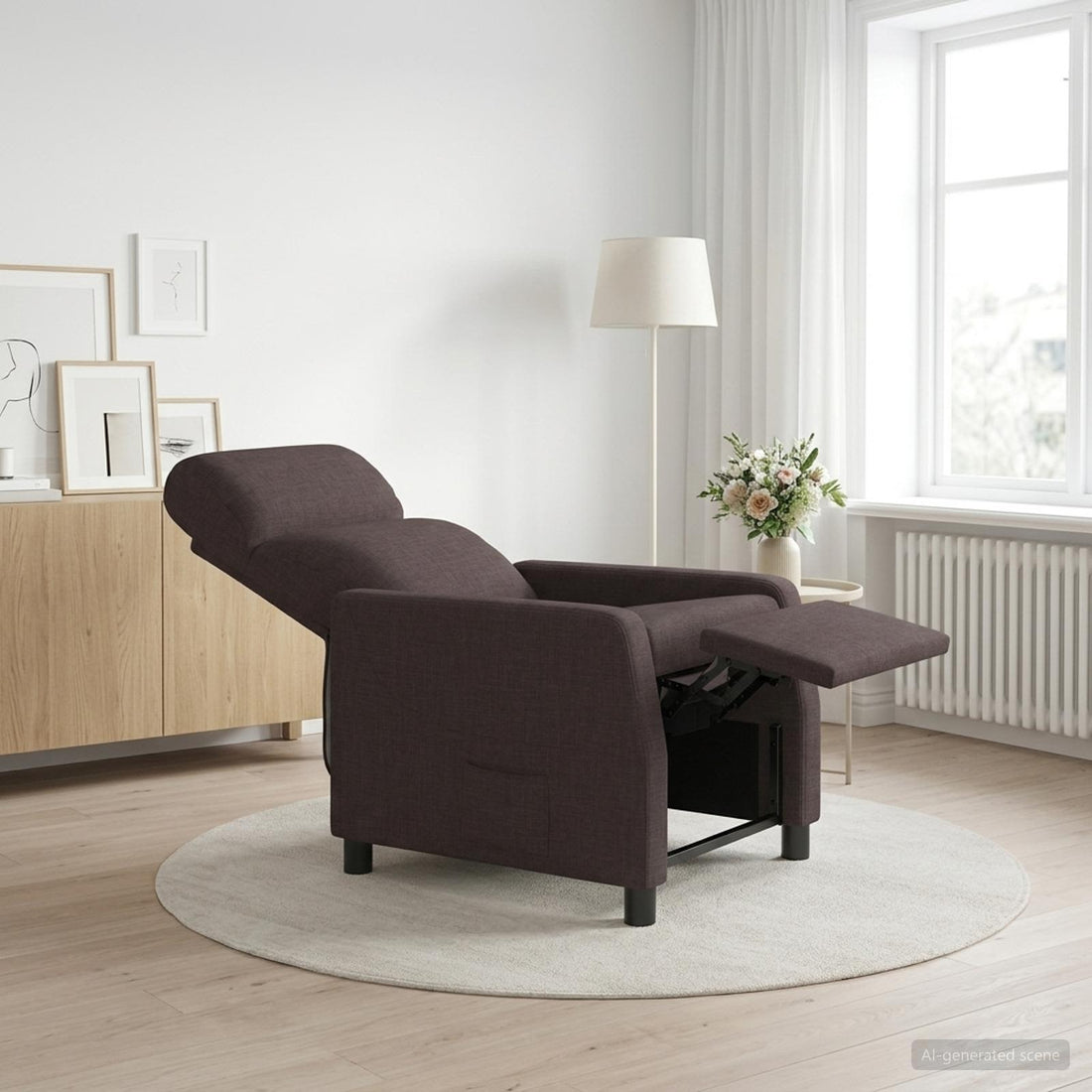 vidaXL Recliner Marrón Oscuro Tela