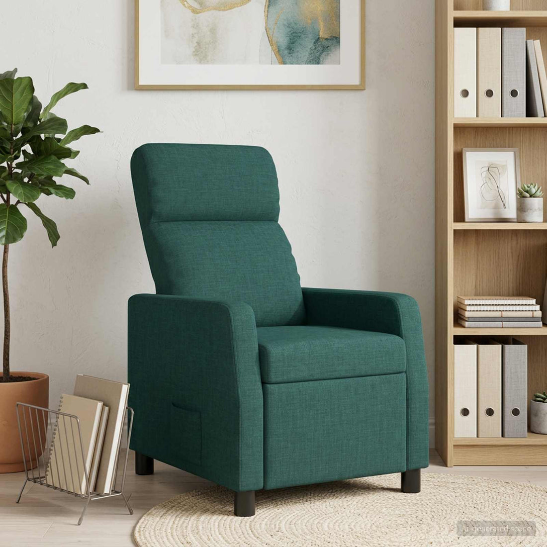 vidaXL Recliner Verde oscuro Tela