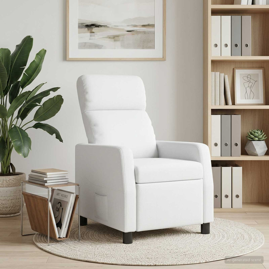 vidaXL Recliner Blanco Tela
