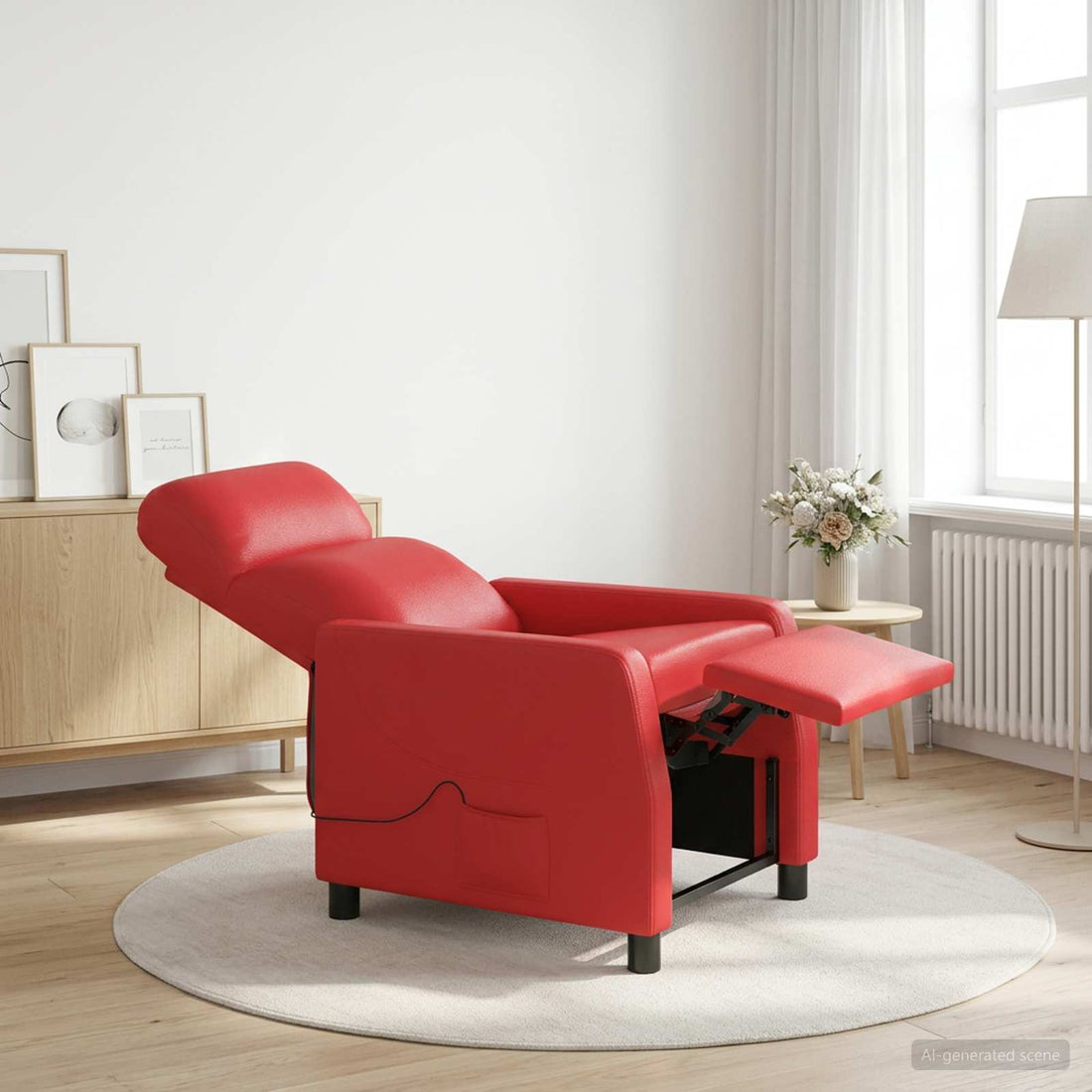 vidaXL Silla de masajes reclinable Rojo Cuero sintético