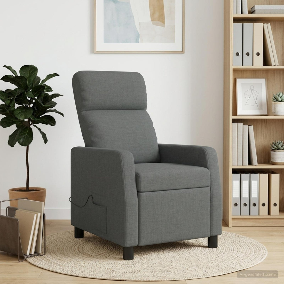 vidaXL Silla de masajes reclinable Gris oscuro Tela