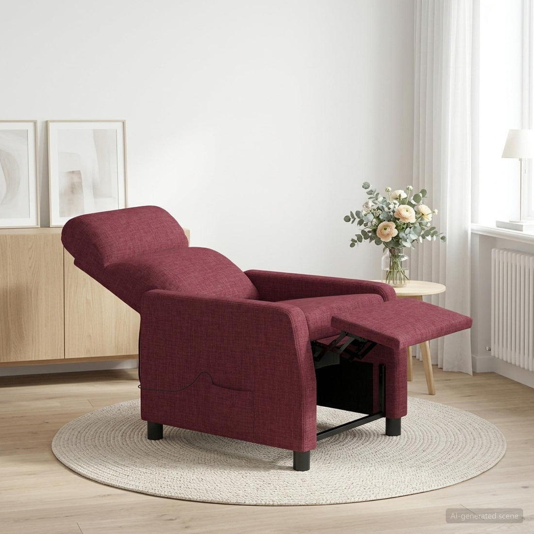 vidaXL Silla de masajes reclinable Rojo vino Tela