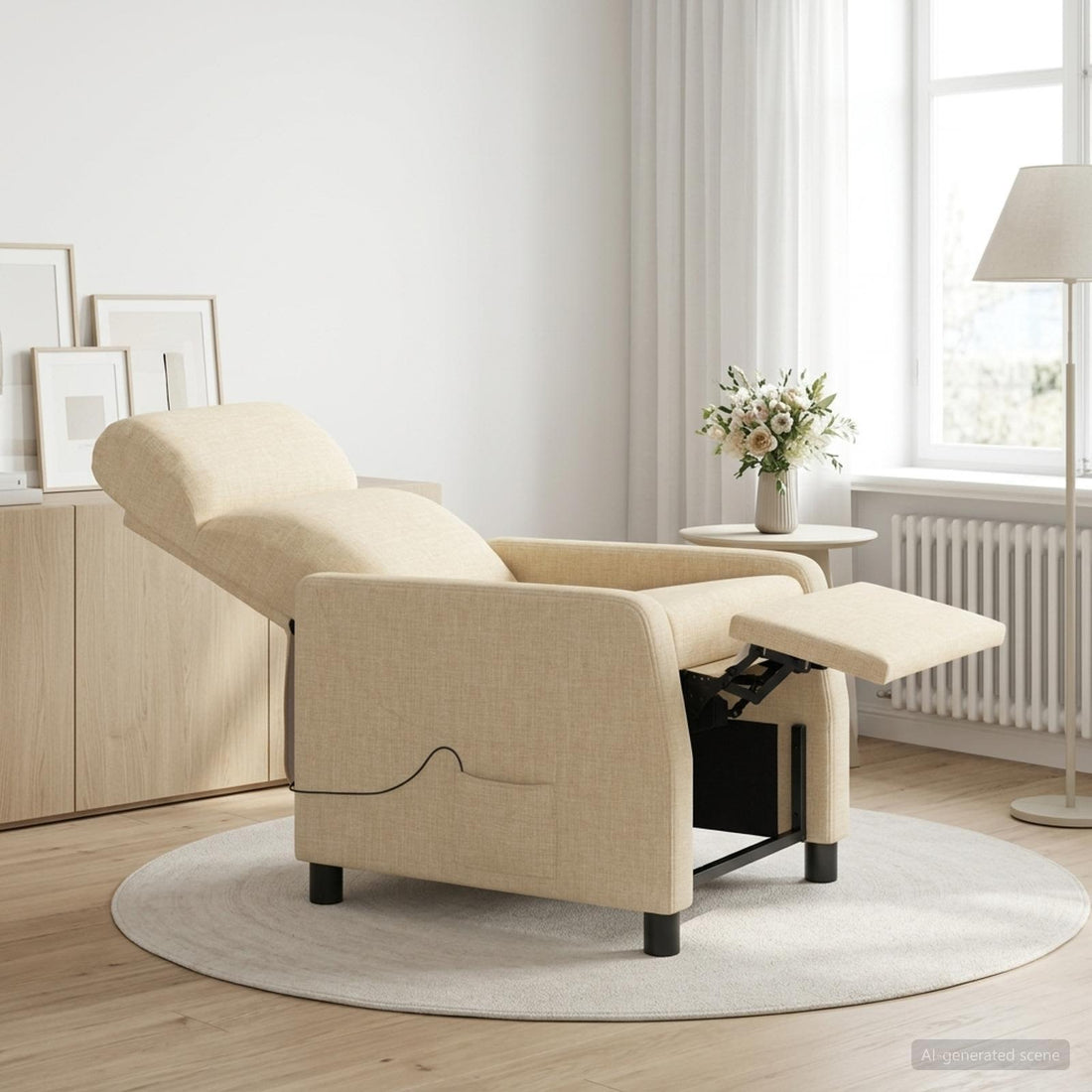 vidaXL Silla de masajes reclinable Crema Tela