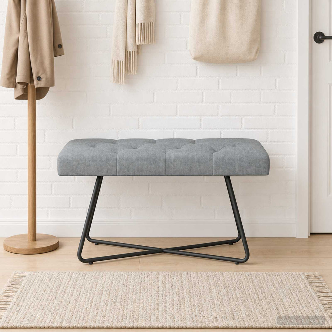 vidaXL Banco con tapicería con botones Gris Claro 80 x 40 x 46 cm Tela