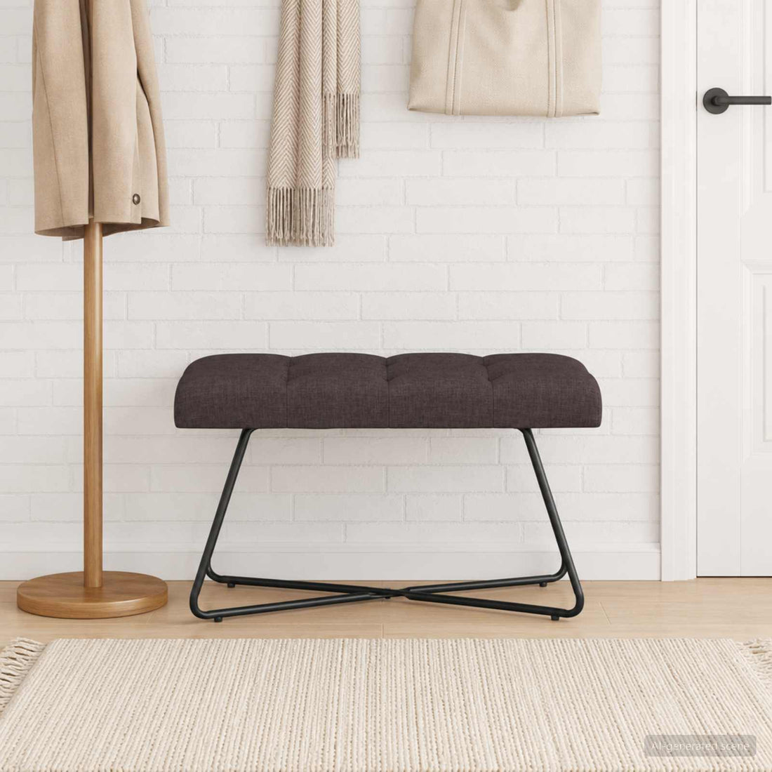 vidaXL Banco con tapicería con botones Marrón Oscuro 80 x 40 x 46 cm
