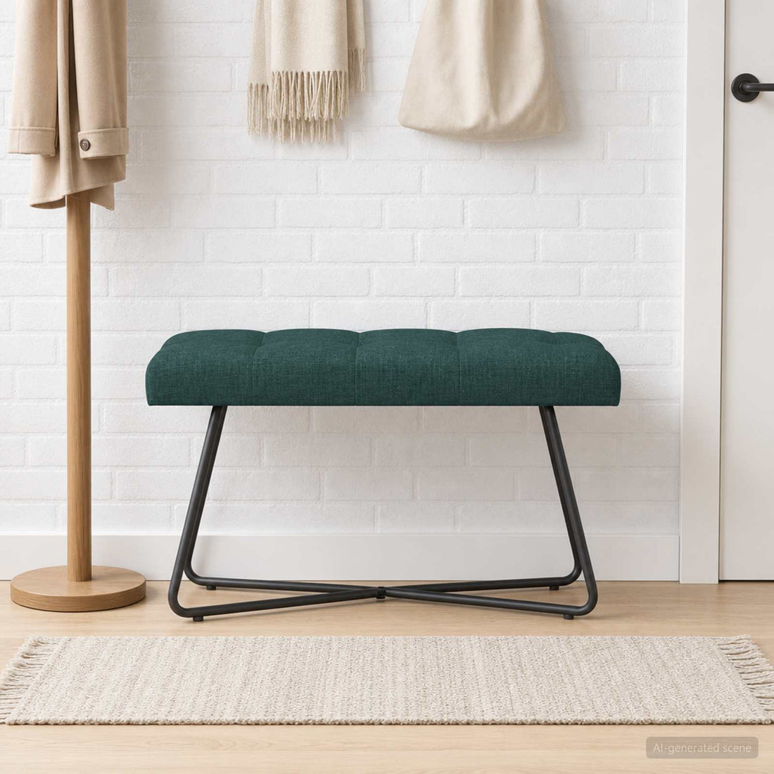 vidaXL Banco con tapicería con botones Verde oscuro 80 x 40 x 46 cm