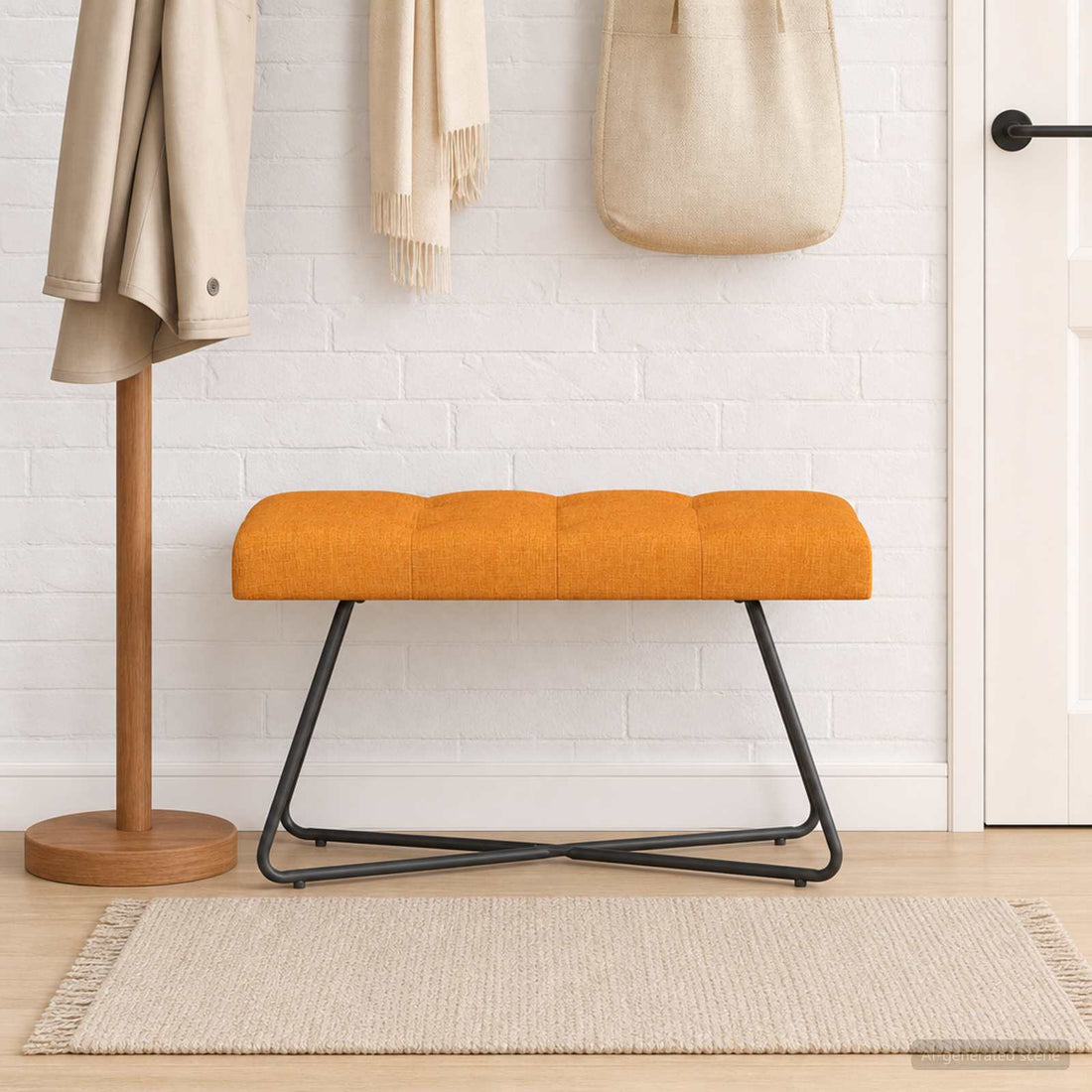 vidaXL Banco con tapicería con botones Amarillo oscuro 80 x 40 x 46 cm