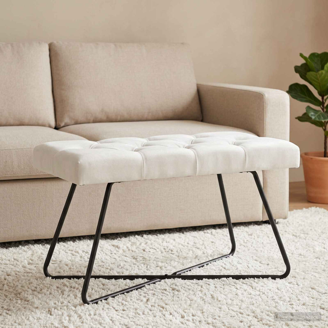 vidaXL Banco con tapicería con botones Blanco 80 x 40 x 46 cm Tela