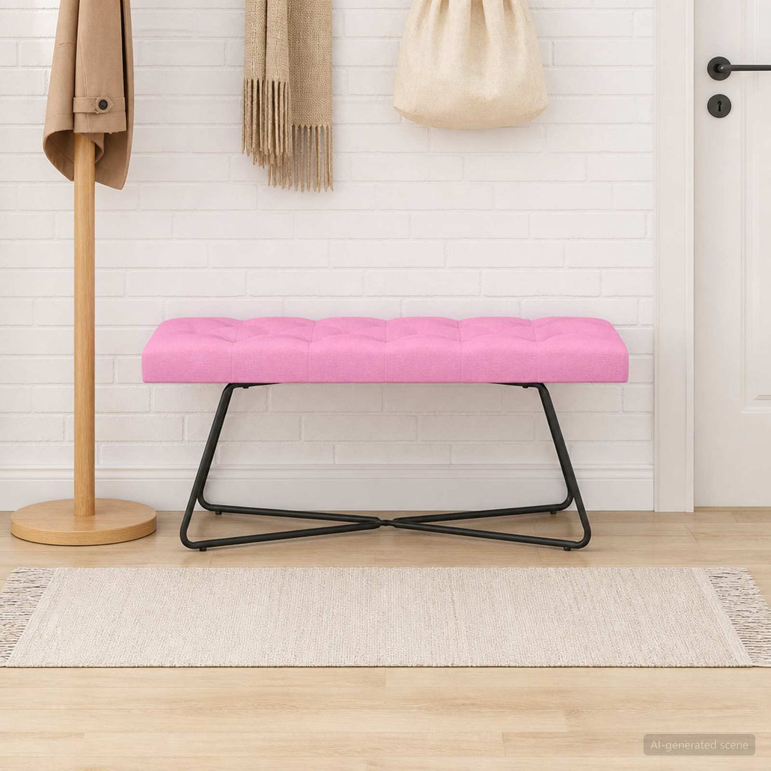 vidaXL Banco con tapicería con botones Rosa 110 x 40 x 46 cm Tela
