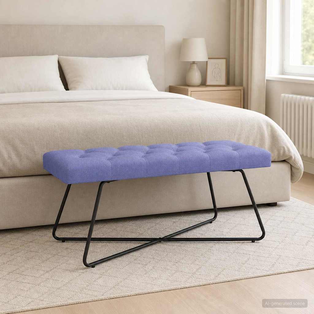 vidaXL Banco con tapicería con botones Azul jeans 110 x 40 x 46 cm