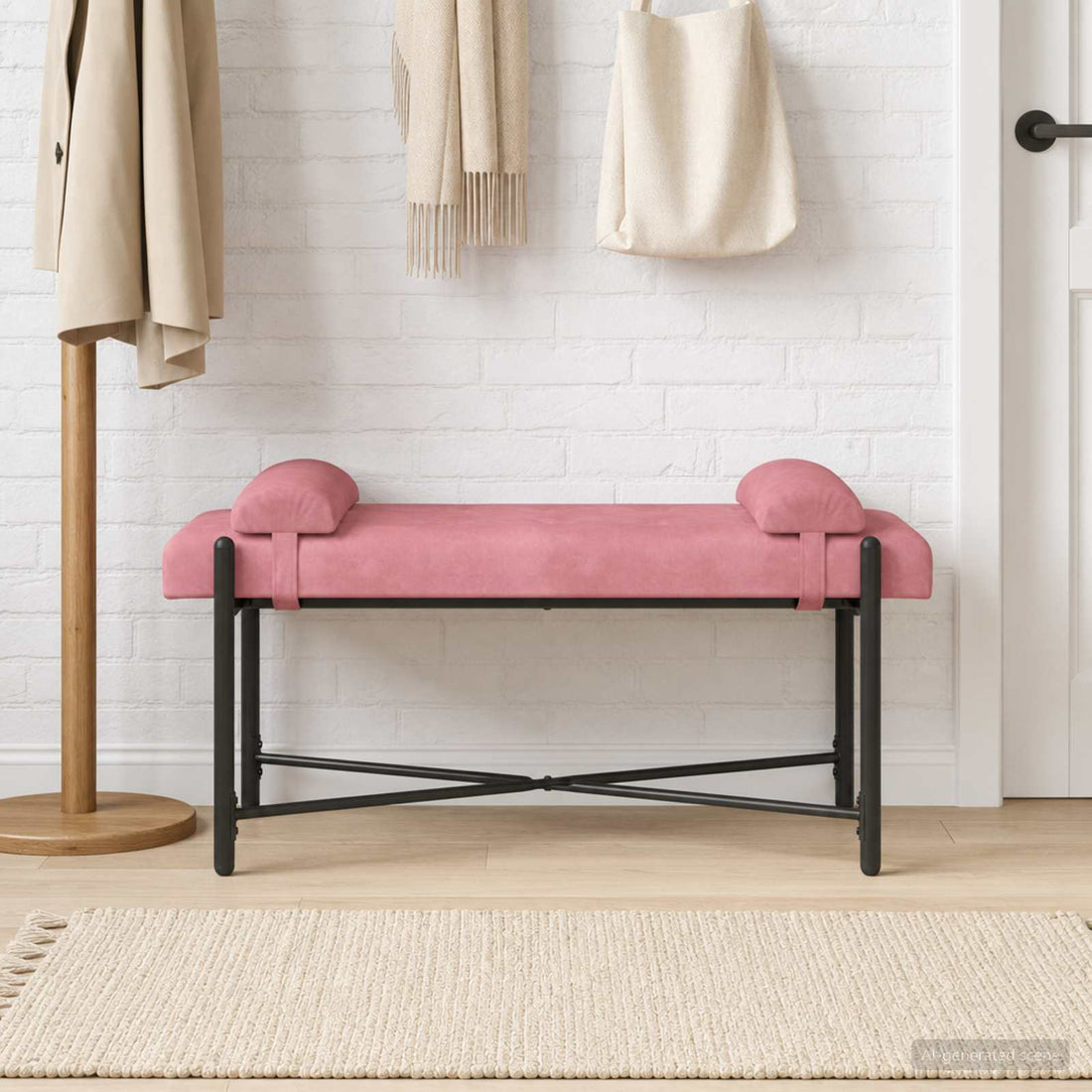 vidaXL Banco con Botones y Cojines Rosa 110 x 40 x 46 cm Terciopelo