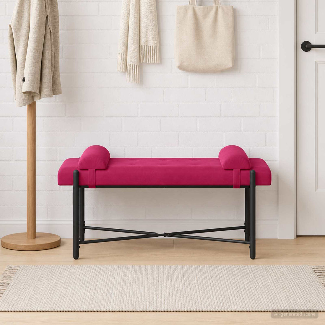 vidaXL Banco con Botones y Cojines Rojo vino 110 x 40 x 46 cm