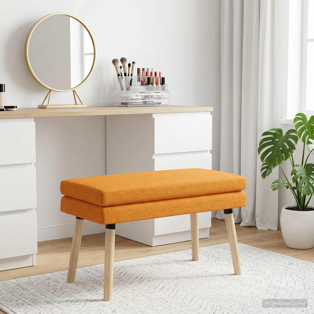 vidaXL Banco de Doble Capa Amarillo oscuro 80 x 40 x 47 cm Tela