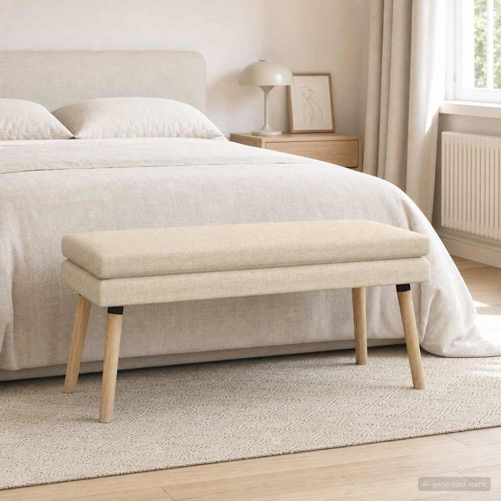 vidaXL Banco de Doble Capa Crema 110 x 40 x 47 cm Tela