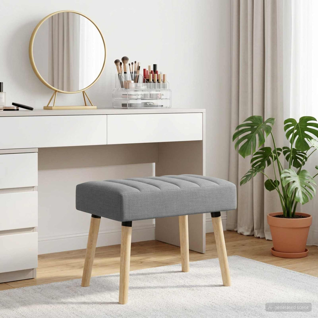 vidaXL Banco con tapizado en canal Gris Claro 60 x 40 x 45 cm Tela