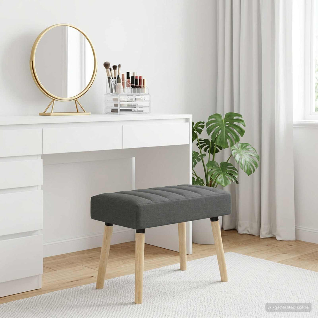 vidaXL Banco con tapizado en canal Gris oscuro 60 x 40 x 45 cm Tela