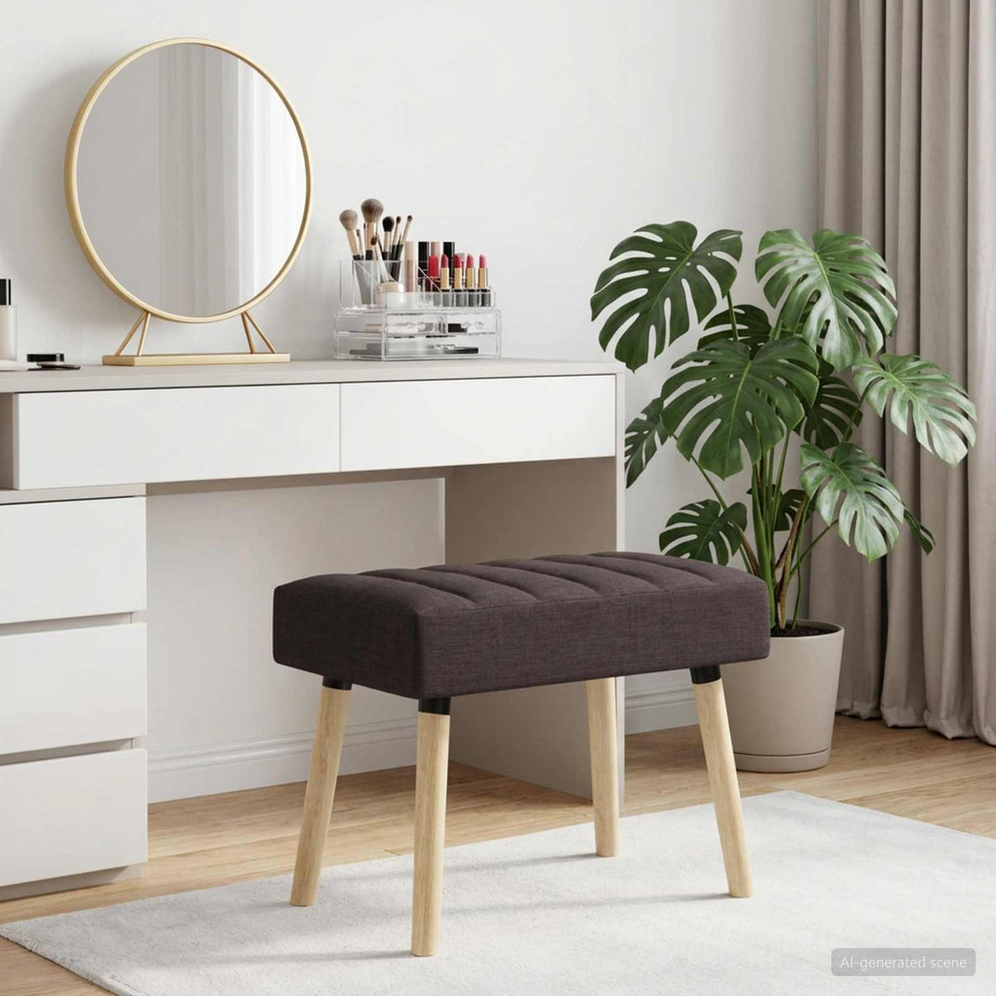 vidaXL Banco con tapizado en canal Marrón Oscuro 60 x 40 x 45 cm Tela
