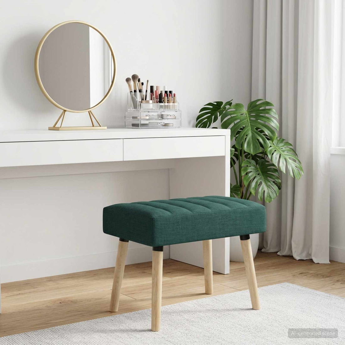 vidaXL Banco con tapizado en canal Verde oscuro 60 x 40 x 45 cm Tela