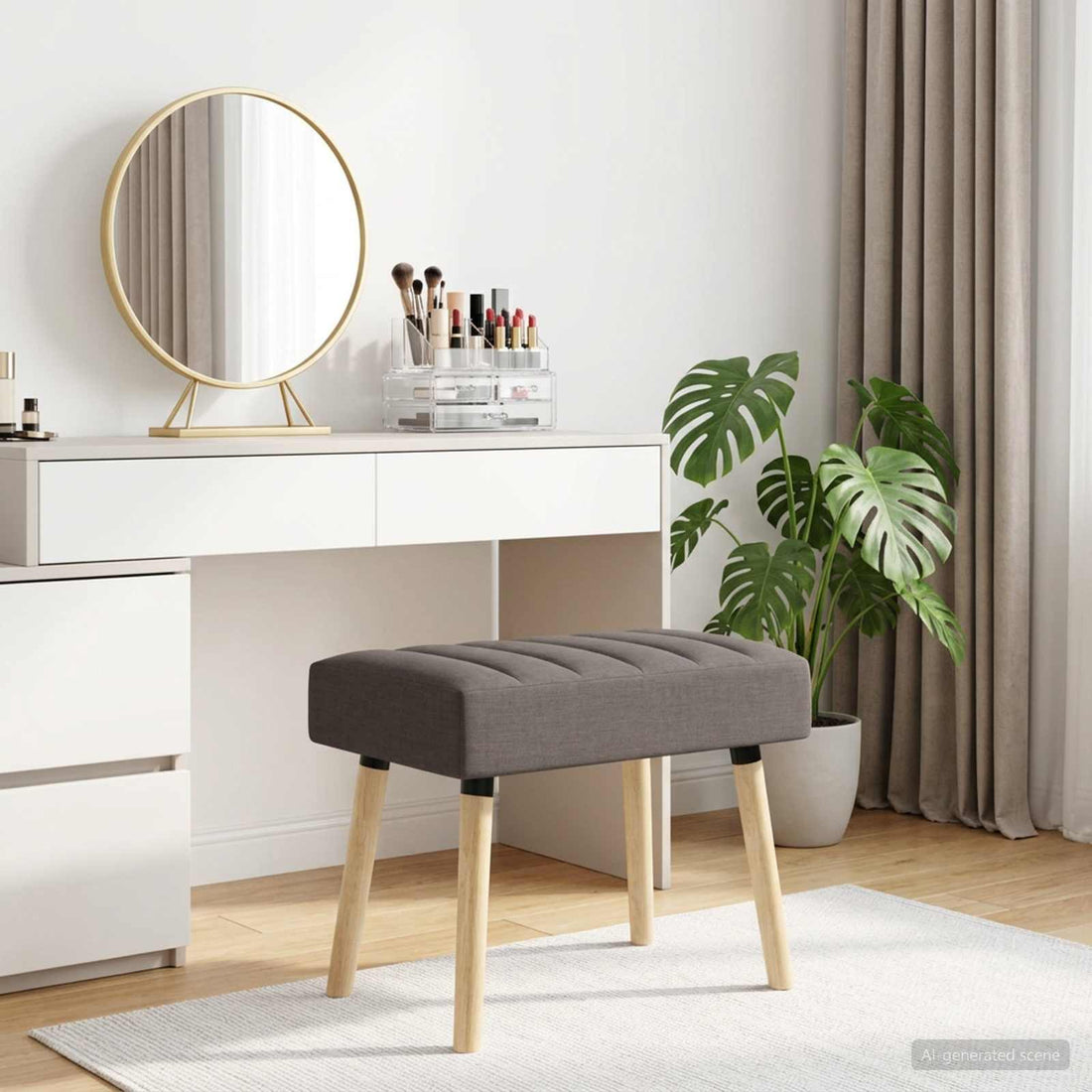 vidaXL Banco con tapizado en canal Topo 60 x 40 x 45 cm Tela