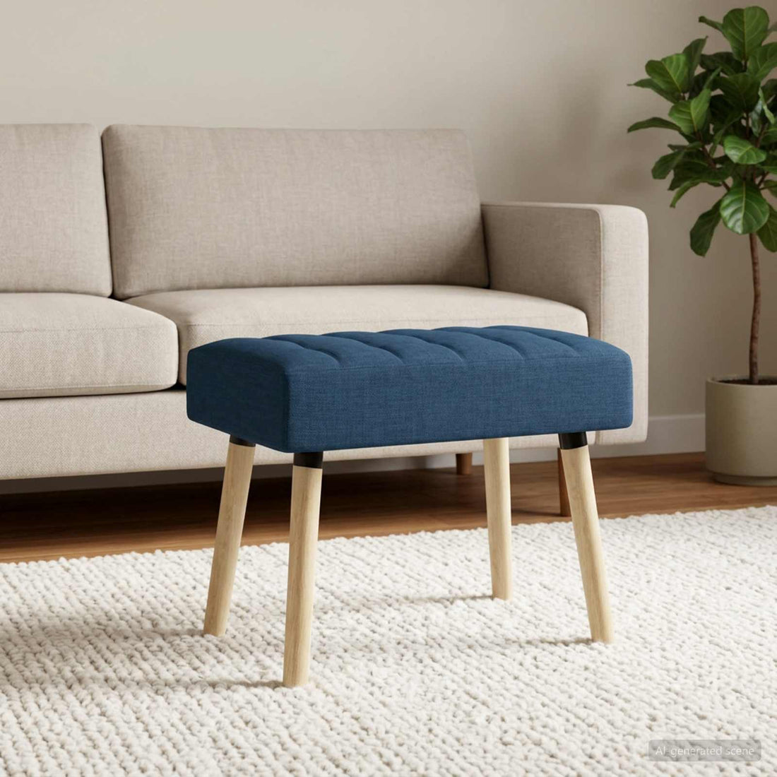 vidaXL Banco con tapizado en canal Azul 60 x 40 x 45 cm Tela