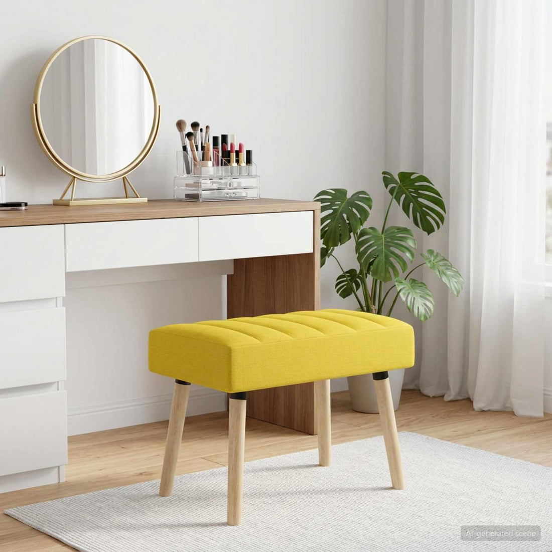 vidaXL Banco con tapizado en canal Amarillo Claro 60 x 40 x 45 cm Tela