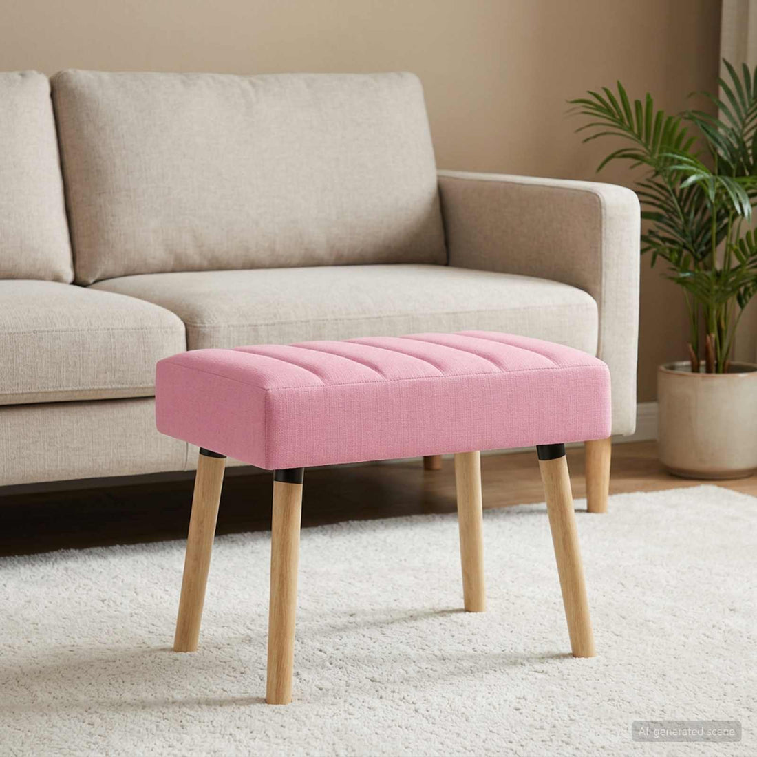 vidaXL Banco con tapizado en canal Rosa 60 x 40 x 45 cm Tela