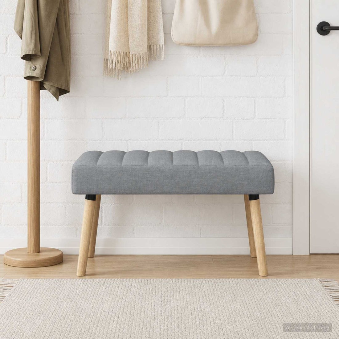 vidaXL Banco con tapizado en canal Gris Claro 80 x 40 x 46 cm Tela