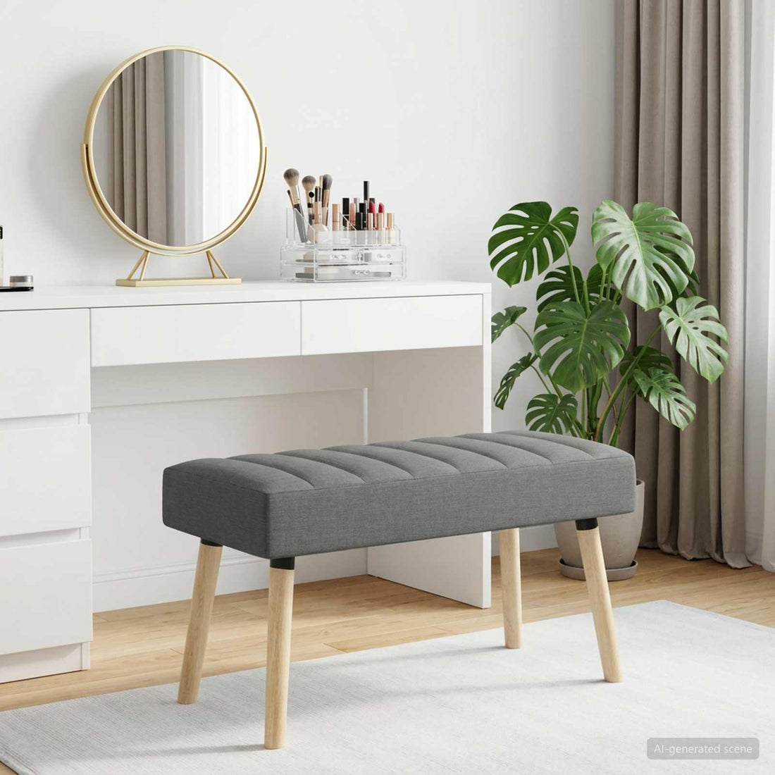 vidaXL Banco con tapizado en canal Gris oscuro 80 x 40 x 46 cm Tela