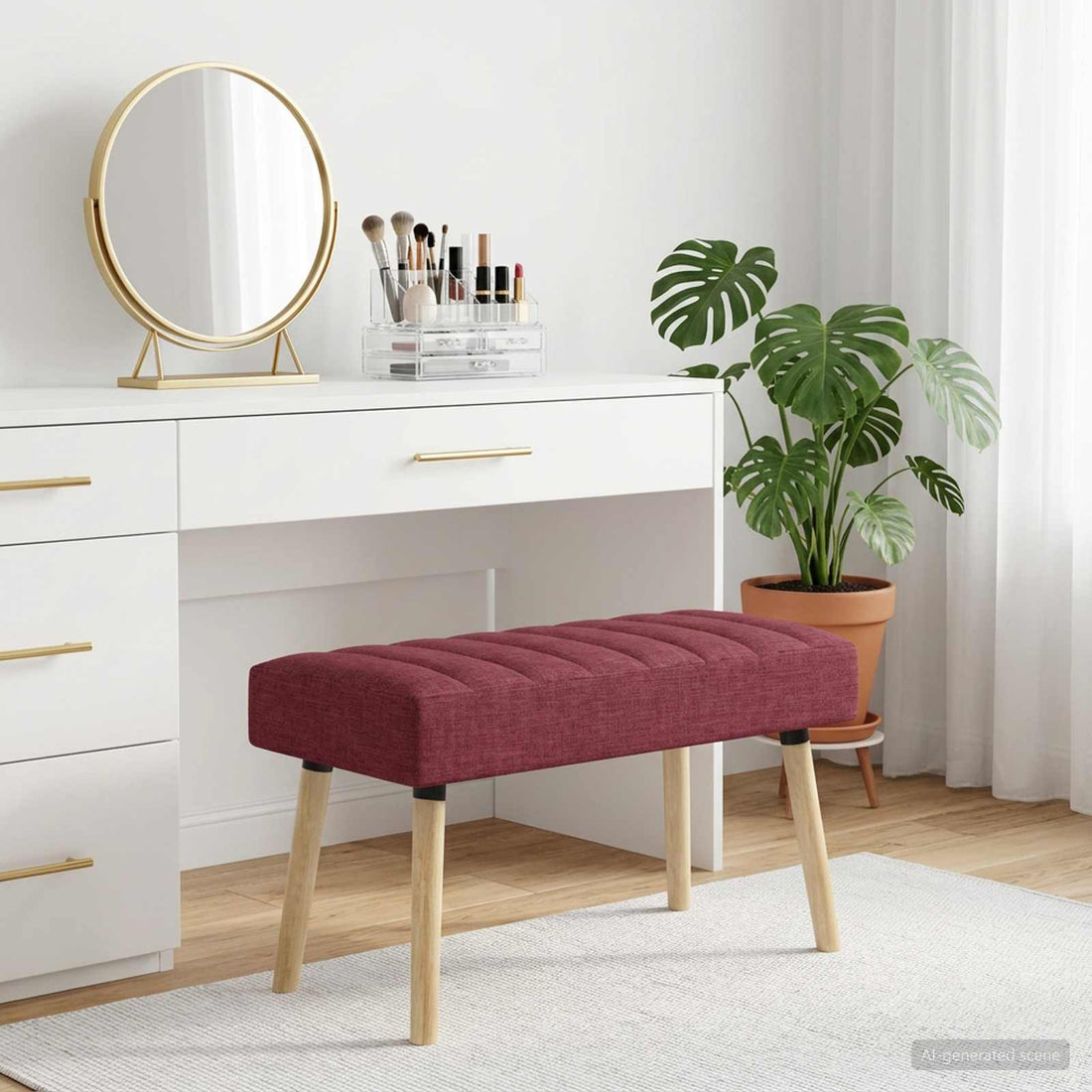 vidaXL Banco con tapizado en canal Rojo vino 80 x 40 x 46 cm Tela