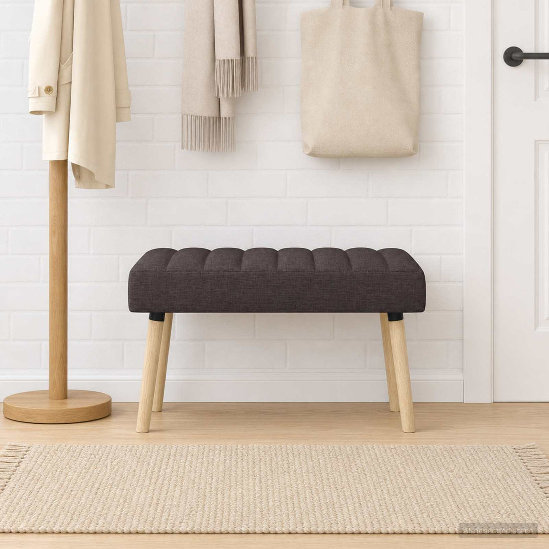 vidaXL Banco con tapizado en canal Marrón Oscuro 80 x 40 x 46 cm Tela